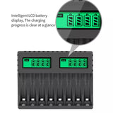 13126 Merge 8 Slot Smart Battery Charger For AA/AAA Rechargable Batteries LCD Display AUHIS	Battery X131