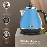 14132 Merge Vintage Electric Kettle Sky Blue 1.7L Stainless Steel Auto OFF 2200W Delonghi Kettle X181.
