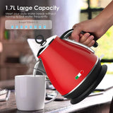 14134 Merge Vintage Electric Kettle Red 1.7L Stainless Steel Auto Off 2200W Kettle X181.