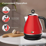 14134 Merge Vintage Electric Kettle Red 1.7L Stainless Steel Auto Off 2200W Kettle X181.