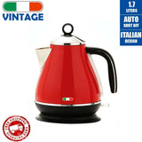14134 Merge Vintage Electric Kettle Red 1.7L Stainless Steel Auto Off 2200W Kettle X181.