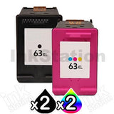 18163 Merge 4 Pack HP 63XL Compatible High Yield Inkjet Cartridges F6U64AA+F6U63AA(2BK,2CL) Z156.