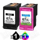 18164 Merge 2 Pack HP 67XL compatible High Yield Inkjet Cartridges 3YM57AA+3YM58AA91BK,1CL Z156.