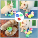 20104 Merge 12PCS Cat Toy Balls With Bell, Plastic Kitten Chase Toys Jingle Bell Z245.