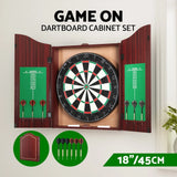 20163 Merge 18" Dart Board with Steel Darts Wooden Cabinet Set Party Game Z329 151026.