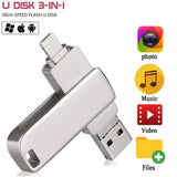 2107 Merge 3 In 1 USB Flash Dive External Storage Memory Stick For Iphone IPad Flash