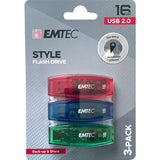 2213 Merge Emtec Style Flash Drive 16GB USB 2.0 3 Pack Z194 xxxxxxx You 010526.