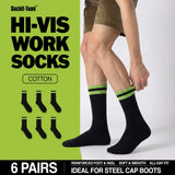 23137 Merge 6 Pair Hi Vis Orange Yellow Cotton Steel Cap Australian Heavy Duty Work Socks Z160 xxxxxxx You 020626.