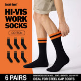 23137 Merge 6 Pair Hi Vis Orange Yellow Cotton Steel Cap Australian Heavy Duty Work Socks Z160 xxxxxxx You 020626.