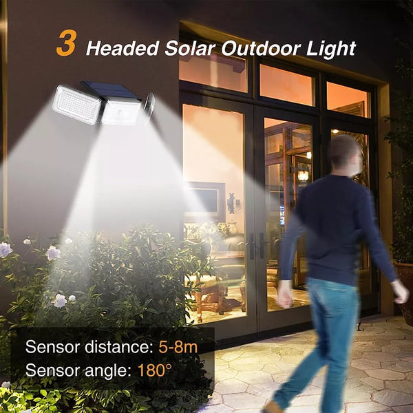 25113 Merge 368 Leds 3 Heads Led Solar Flood Light PIR Sensor & Panel Efficiency Celebration Glowing Sale Diamonds Sunshine Outback Z126.