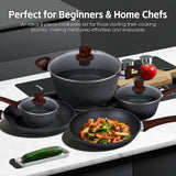 26063 Merge 8Pcs Non-Stick Frying Pan Cookware Set Frypan Casserole Saucepan Pot Cooking Z310 xxxxxxx You