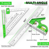 27148 Merge 4Pcs Rafter Square combination tool Set 7/12" Layout Tool woodworking Measuring Z161.