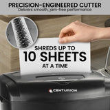 6366 Merge Centurion Office Combo Paper Shredder 2Lts Cross Cut 10 Sheets CDS Credit Cards Z232 xxxxxxx You 030326.