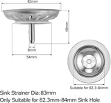 6472 Merge 2 Pack Kitchen Sink Strainer And Plug Set 83mm Stainless Steel Sink Strainer Z320 xxxxxxx You 240826.