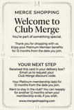Club Merge leaflet with instructions to email for a discount code