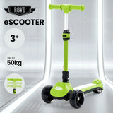 4107 Merge Rovo Kids 3-Wheel Electric Scooter, Ages 3-8 Adjustable Height Green Folding Lithium Battery Z193.