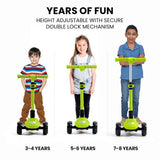 4107 Merge Rovo Kids 3-Wheel Electric Scooter, Ages 3-8 Adjustable Height Green Folding Lithium Battery Z193.