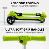 4107 Merge Rovo Kids 3-Wheel Electric Scooter, Ages 3-8 Adjustable Height Green Folding Lithium Battery Z193.